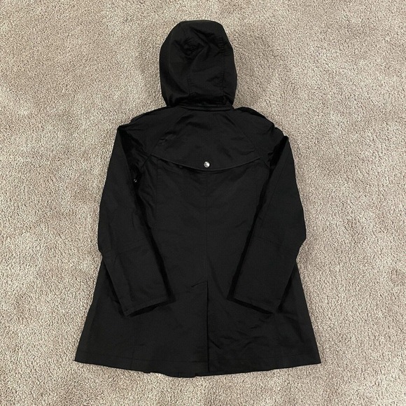 Burberry Brit Hooded Black Trench Coat Rain Jacket Size 8 Women's - Picture 9 of 10
